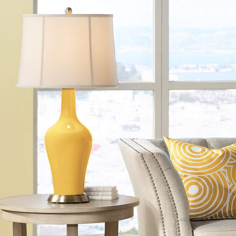 Image 1 Color Plus Anya 32 1/4 inch High Goldenrod Yellow Glass Table Lamp
