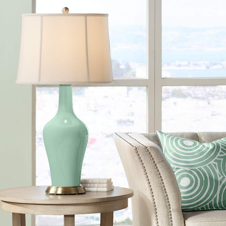 Image 1 Color Plus Anya 32 1/4" High Grayed Jade Green Glass Table Lamp