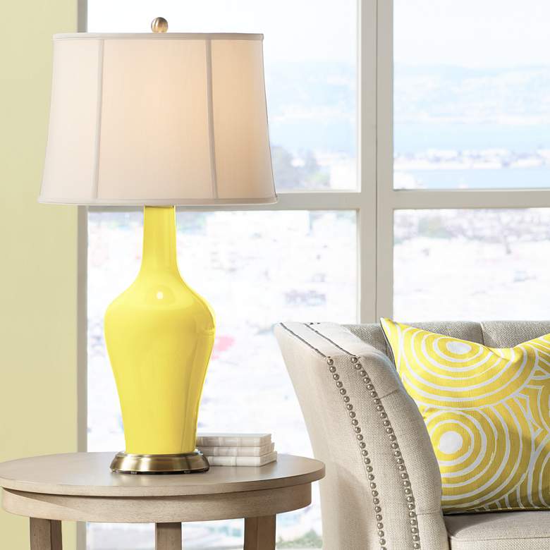 Image 1 Color Plus Anya 32 1/4 inch High Lemon Twist Yellow Glass Table Lamp