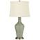 Color Plus Anya 32 1/4" High Linen and Evergreen Fog Table Lamp