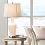 Color Plus Anya 32 1/4" High Linen Pink Glass Table Lamp