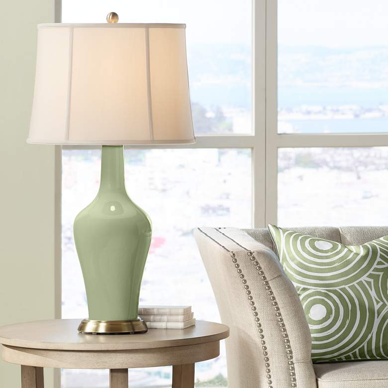 Image 1 Color Plus Anya 32 1/4" High Majolica Green Glass Table Lamp