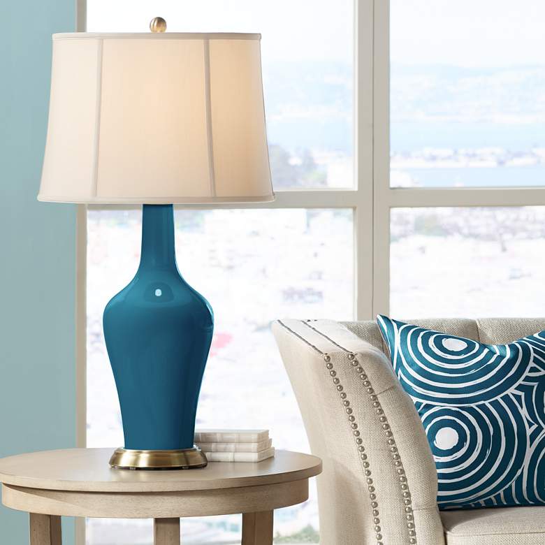 Image 1 Color Plus Anya 32 1/4 inch High Oceanside Blue Glass Table Lamp