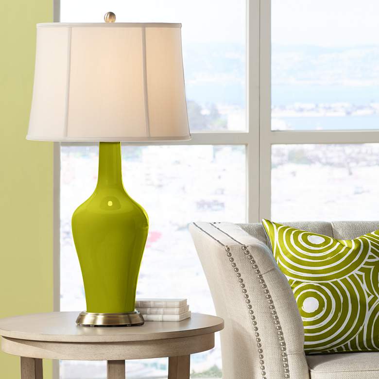 Image 1 Color Plus Anya 32 1/4" High Olive Green Glass Table Lamp