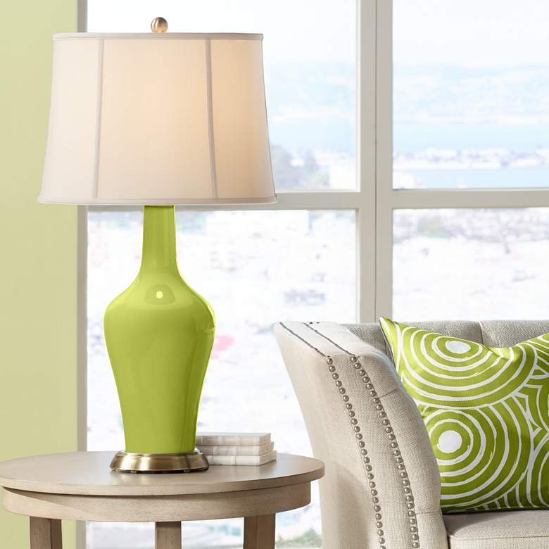 Image 1 Color Plus Anya 32 1/4" High Parakeet Green Glass Table Lamp