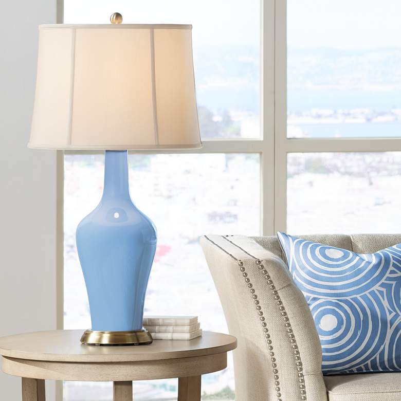 Image 1 Color Plus Anya 32 1/4" High Placid Blue Glass Table Lamp