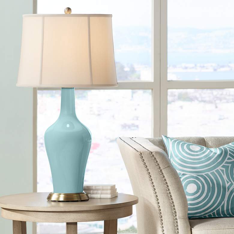Image 1 Color Plus Anya 32 1/4" High Raindrop Blue Glass Table Lamp