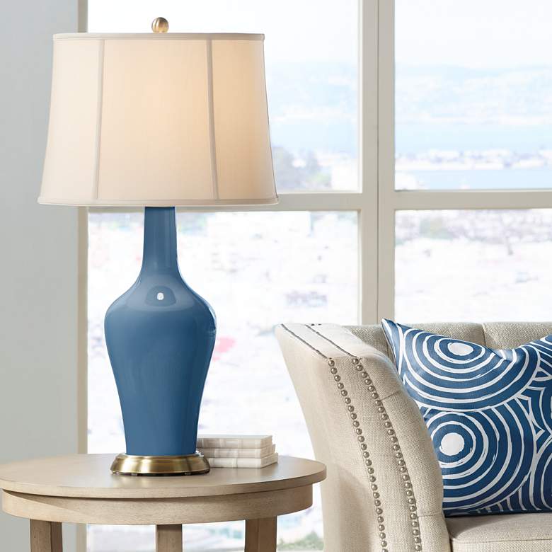 Image 1 Color Plus Anya 32 1/4 inch High Regatta Blue Glass Table Lamp