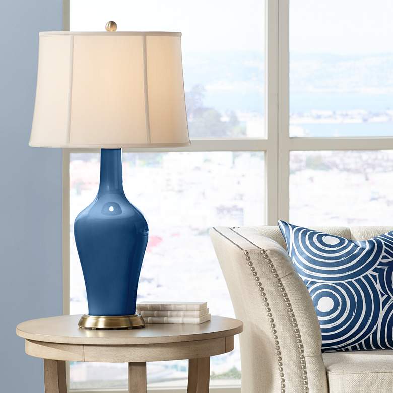 Image 1 Color Plus Anya 32 1/4" High Regatta Blue Glass Table Lamp