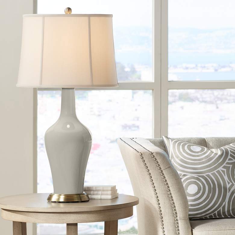 Image 1 Color Plus Anya 32 1/4" High Requisite Gray Glass Table Lamp