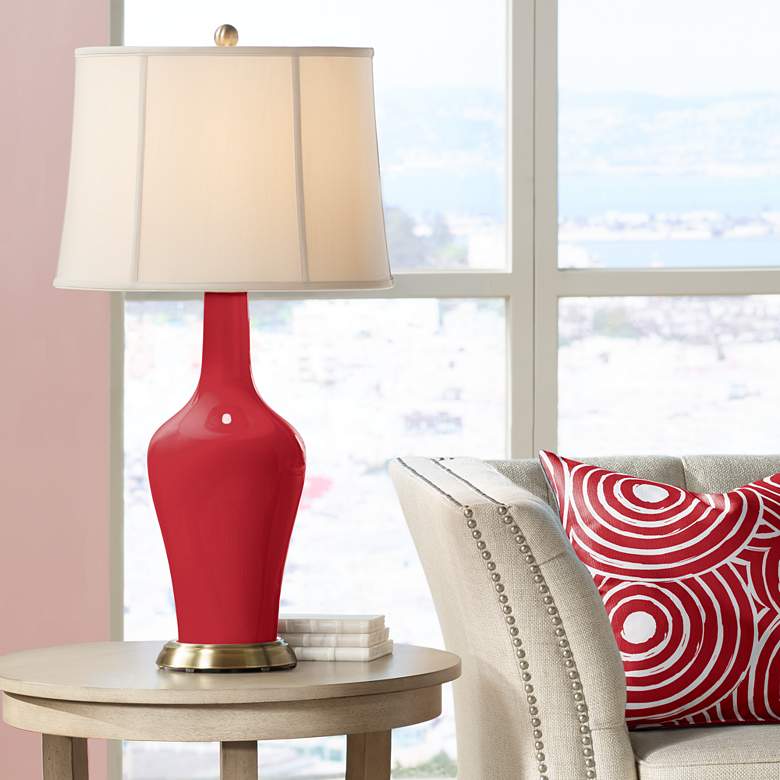 Image 1 Color Plus Anya 32 1/4 inch High Ribbon Red Glass Table Lamp