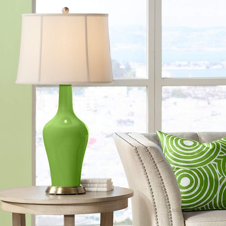 Color Plus Anya 32 1/4&quot; High Rosemary Green Glass Table Lamp