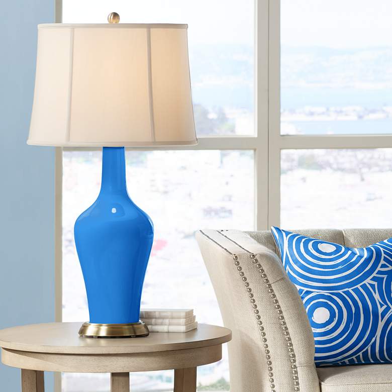 Image 1 Color Plus Anya 32 1/4 inch High Royal Blue Glass Table Lamp
