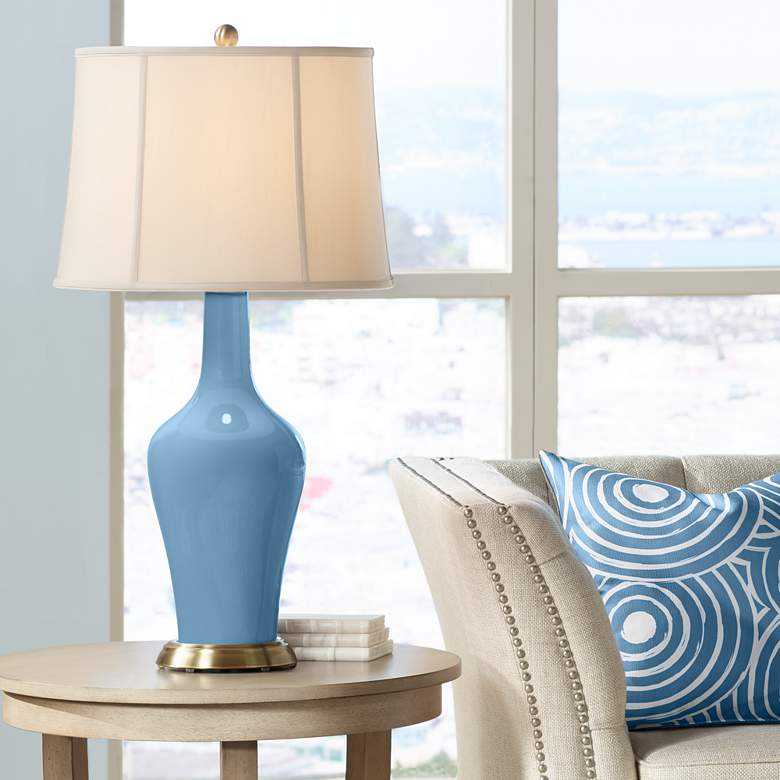 Image 1 Color Plus Anya 32 1/4" High Secure Blue Glass Table Lamp