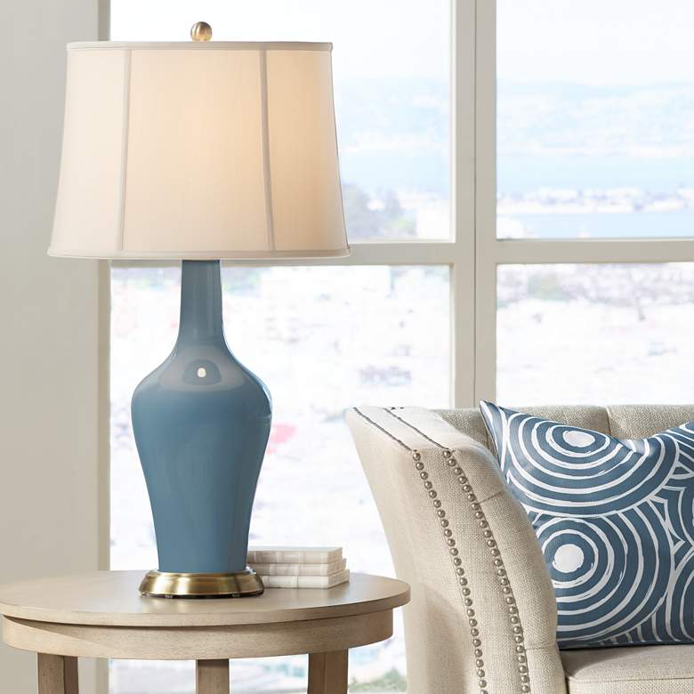 Image 1 Color Plus Anya 32 1/4" High Smoky Blue Glass Table Lamp