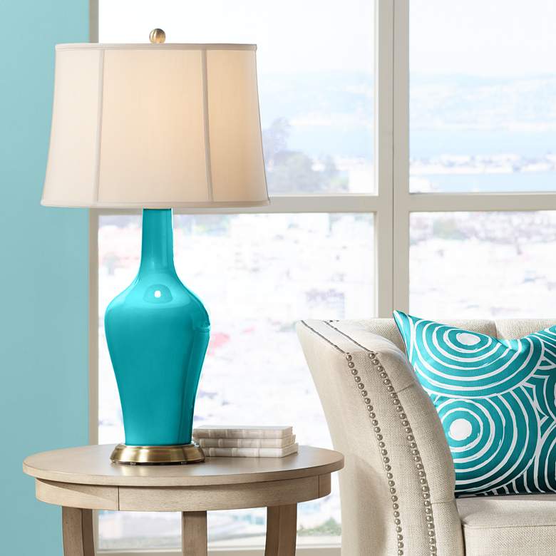 Image 1 Color Plus Anya 32 1/4" High Surfer Blue Glass Table Lamp
