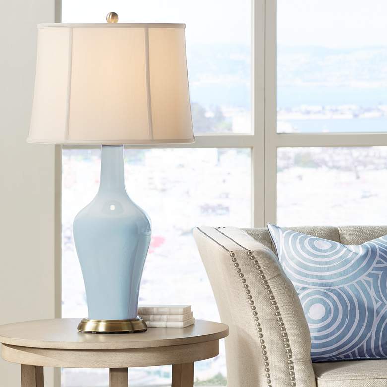 Image 1 Color Plus Anya 32 1/4" High Take Five Blue Glass Table Lamp