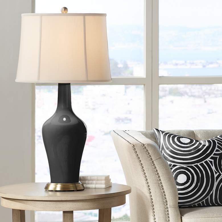 Image 1 Color Plus Anya 32 1/4" High Tricorn Black Glass Table Lamp