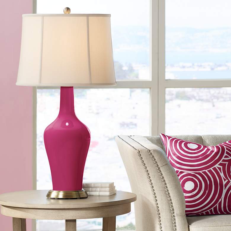 Image 1 Color Plus Anya 32 1/4 inch High Vivacious Pink Glass Table Lamp
