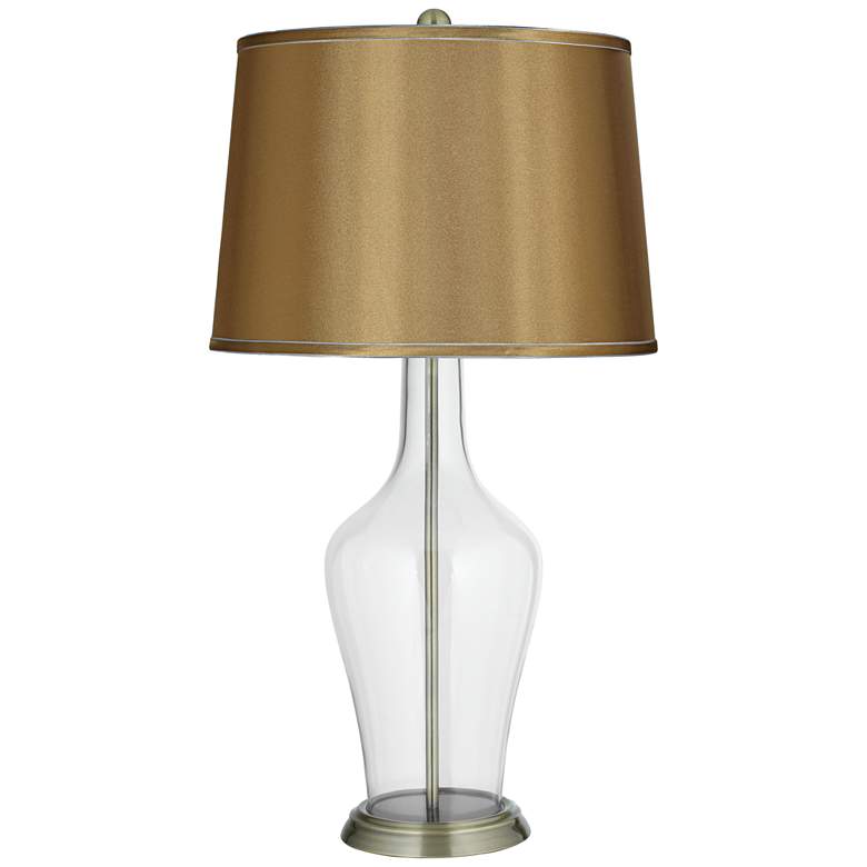 Image 1 Color Plus Anya 32 1/4" Satin Gold and Clear Glass Fillable Table Lamp