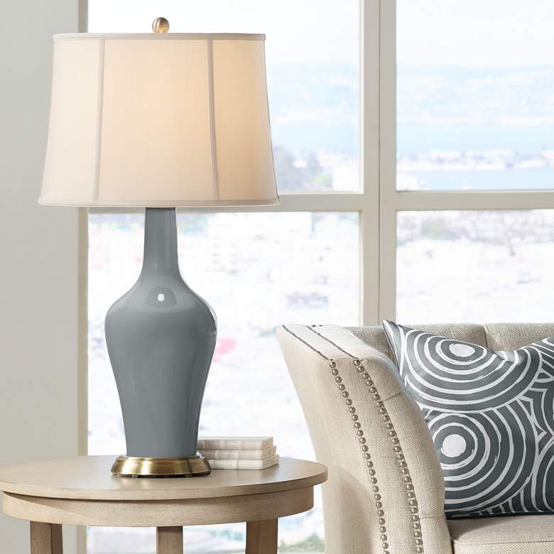 Image 1 Color Plus Anya 32 1/4" Software Gray Glass Table Lamp