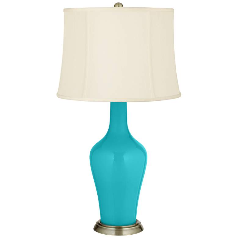 Image 2 Color Plus Anya 32 1/4 inch Surfer Blue Table Glass Table Lamp with Dimmer