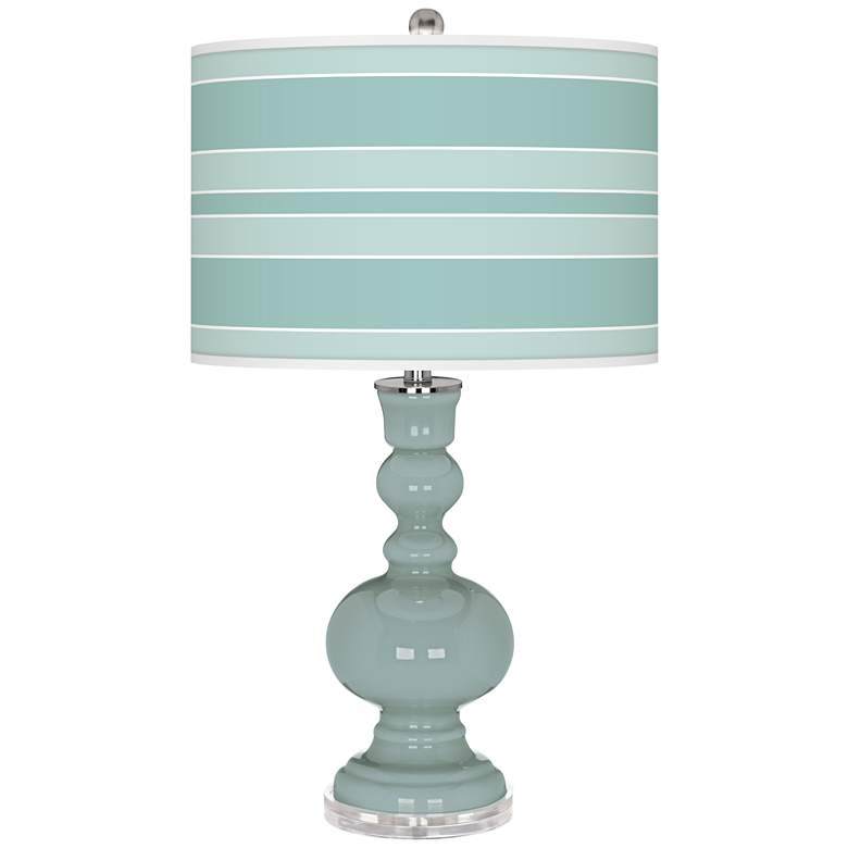 Image 1 Color Plus Apothecary 30" Bold Stripe Aqua-Sphere Blue Table Lamp