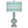 Color Plus Apothecary 30" Bold Stripe Aqua-Sphere Blue Table Lamp