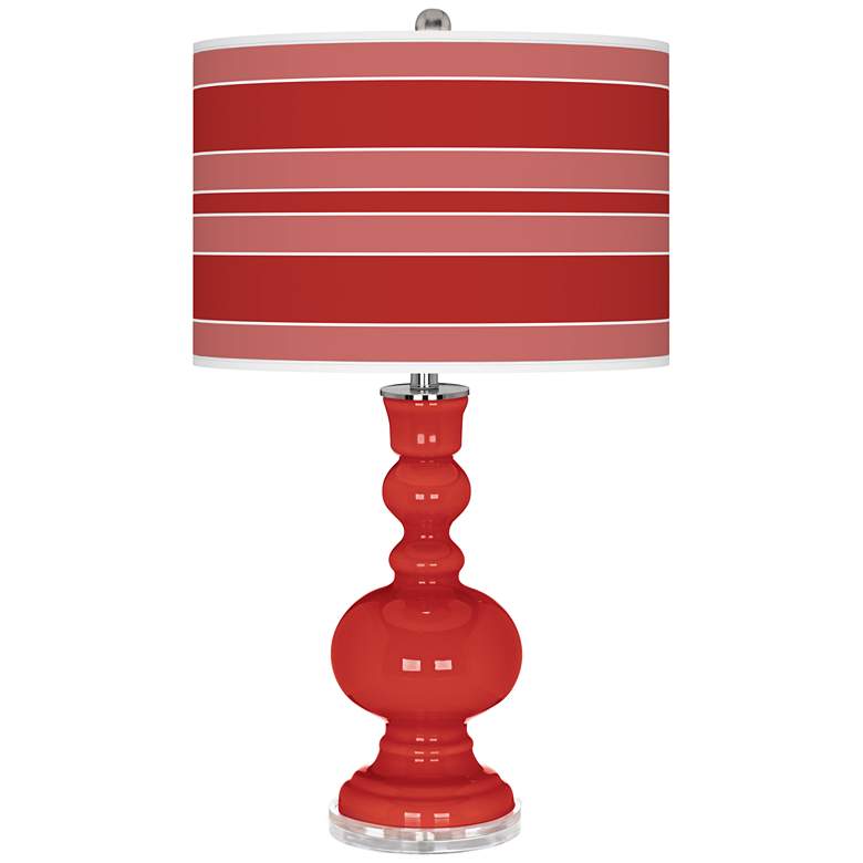 Image 1 Color Plus Apothecary 30" Bold Stripe Cherry Tomato Red Table Lamp