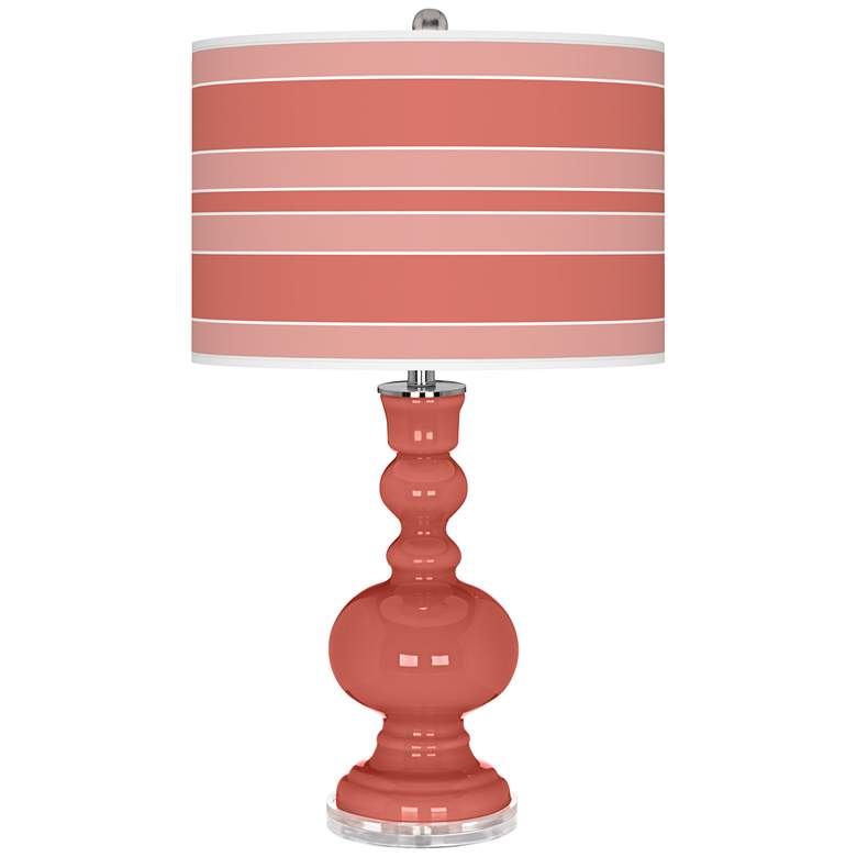 Image 1 Color Plus Apothecary 30" Bold Stripe Coral Reef Pink Table Lamp