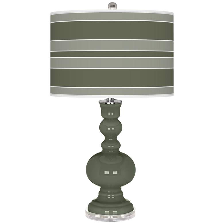 Image 1 Color Plus Apothecary 30" Bold Stripe Deep Lichen Green Table Lamp