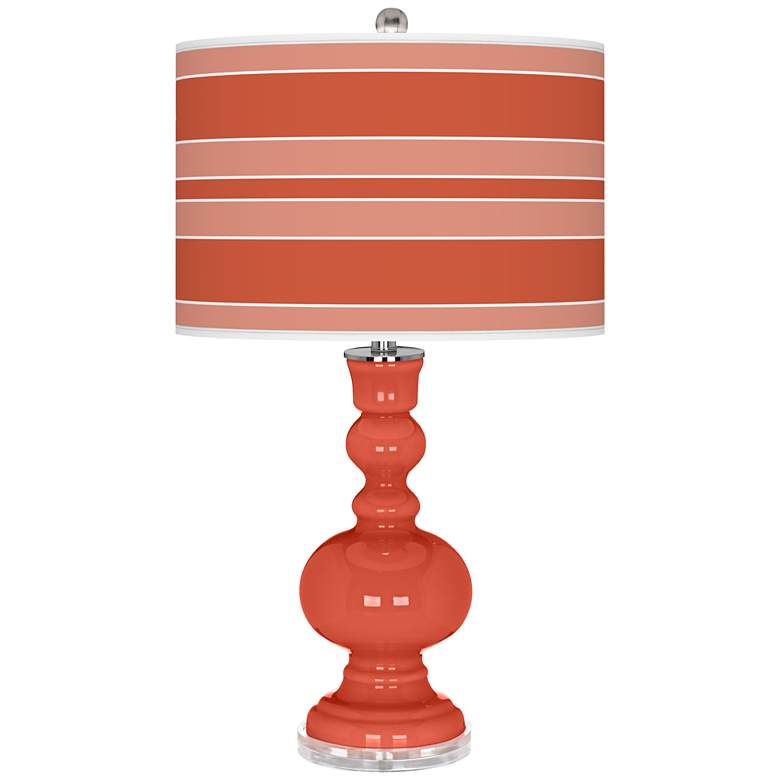 Image 1 Color Plus Apothecary 30" Bold Stripe Koi Orange Table Lamp