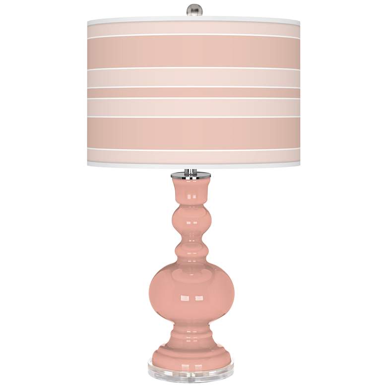 Image 1 Color Plus Apothecary 30" Bold Stripe Mellow Coral Pink Table Lamp