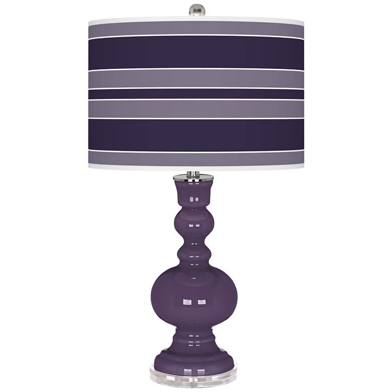 Image 1 Color Plus Apothecary 30" Bold Stripe Quixotic Plum Purple Table Lamp