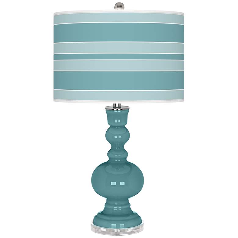 Image 1 Color Plus Apothecary 30" Bold Stripe Reflecting Pool Blue Table Lamp