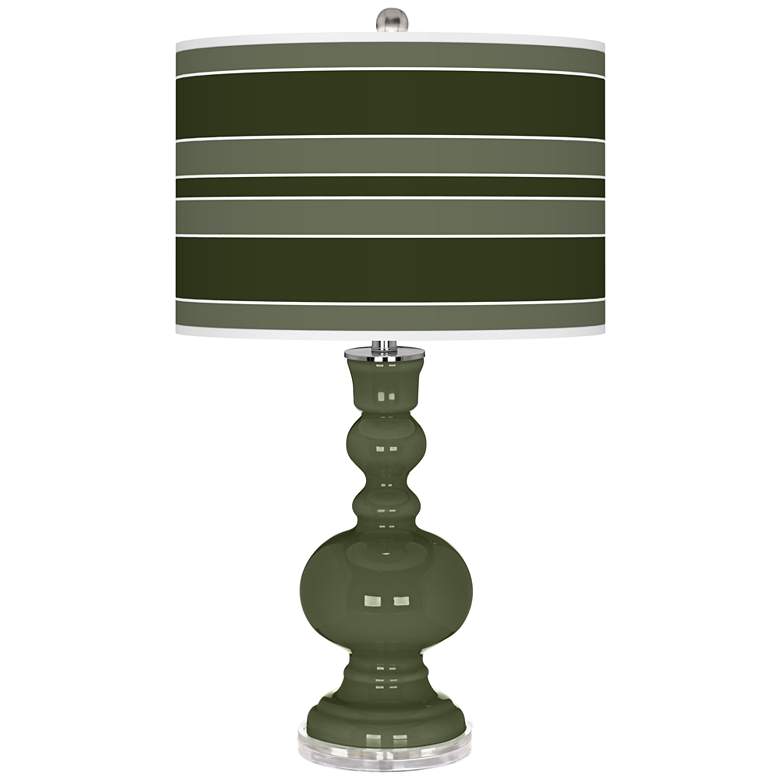 Image 1 Color Plus Apothecary 30" Bold Stripe Secret Garden Green Table Lamp