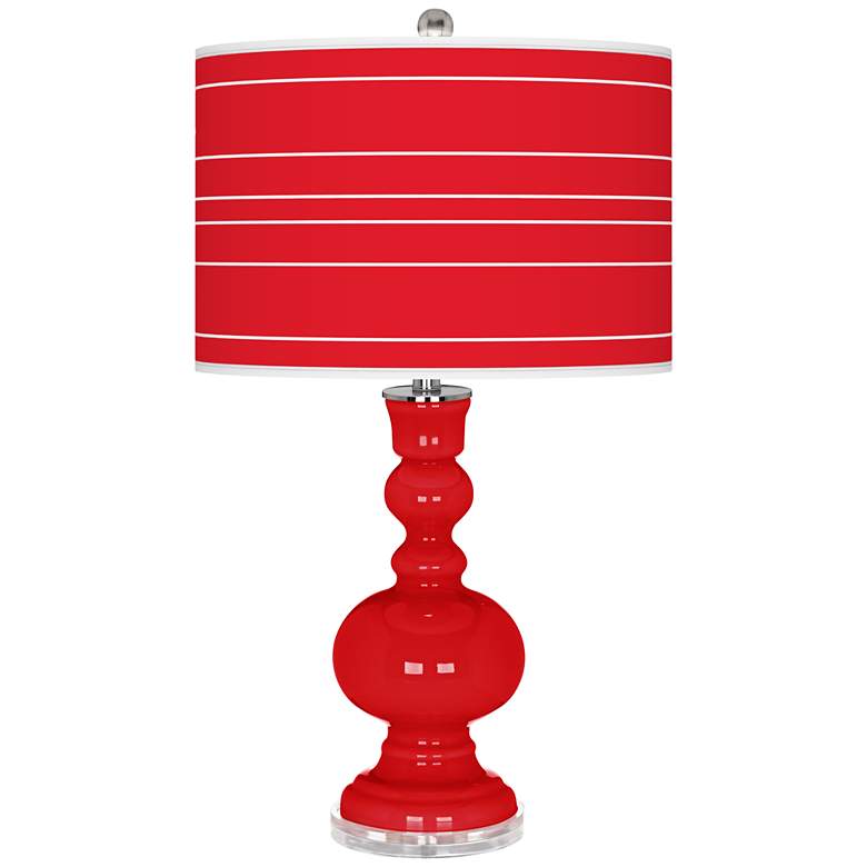 Image 1 Color Plus Apothecary 30" Bold Stripe Shade Bright Red Table Lamp