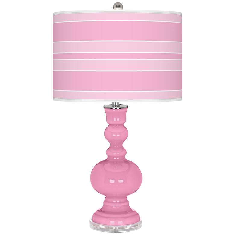 Image 1 Color Plus Apothecary 30" Bold Stripe Shade Candy Pink Table Lamp