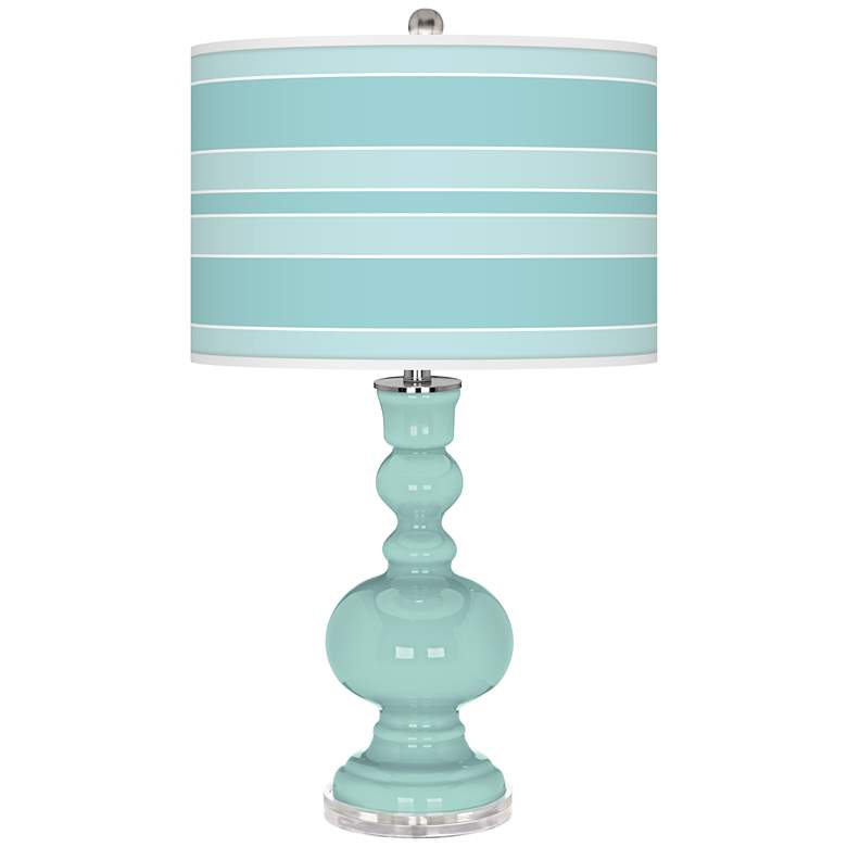 Image 1 Color Plus Apothecary 30" Bold Stripe Shade Cay Blue Table Lamp