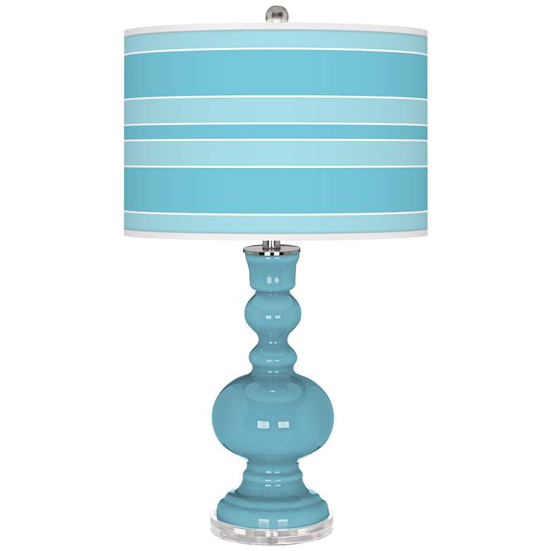 Image 1 Color Plus Apothecary 30" Bold Stripe Shade Nautilus Blue Table Lamp