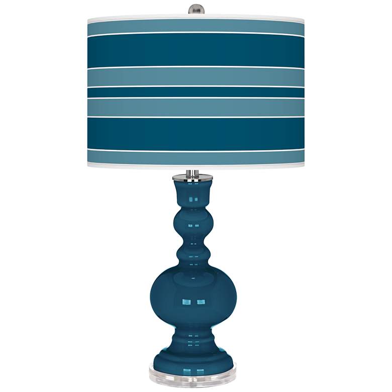 Image 1 Color Plus Apothecary 30" Bold Stripe Shade Oceanside Blue Table Lamp