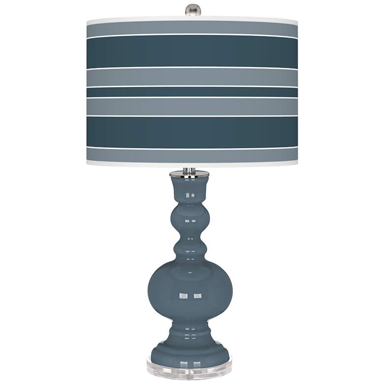 Image 1 Color Plus Apothecary 30" Bold Stripe Shade Smoky Blue Table Lamp