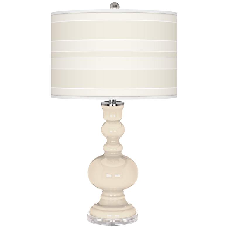 Image 1 Color Plus Apothecary 30" Bold Stripe Shade Steamed Milk White Lamp