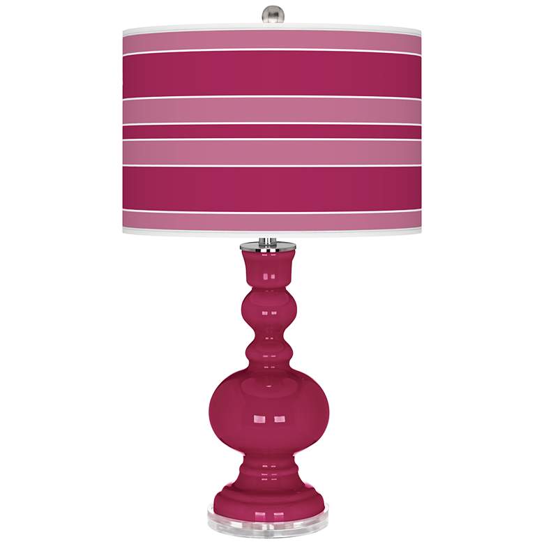 Image 1 Color Plus Apothecary 30" Bold Stripe Shade Vivacious Pink Table Lamp