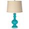 Color Plus Apothecary 30" Burlap Drum Shade Surfer Blue Table Lamp