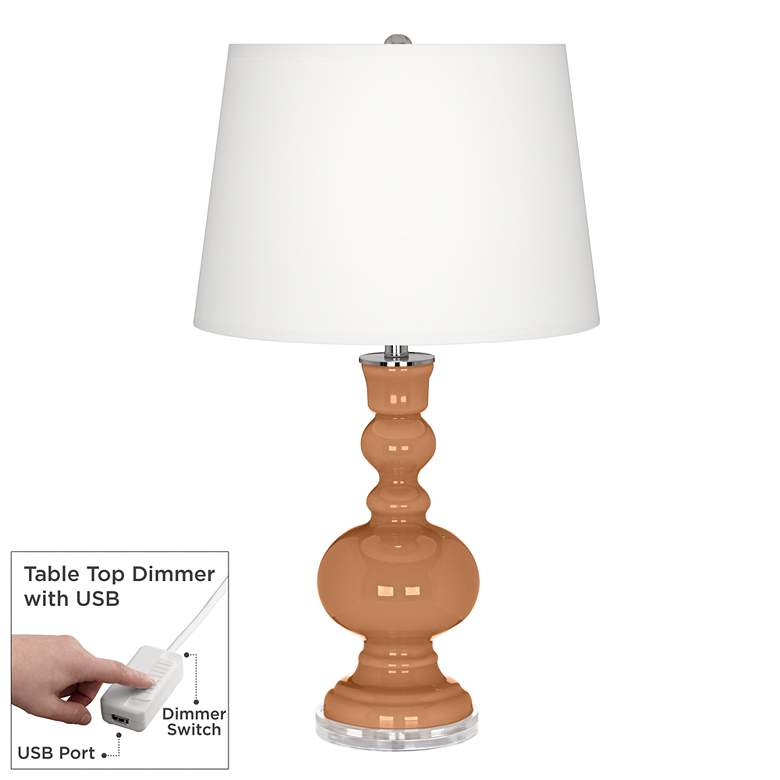 Image 1 Color Plus Apothecary 30" Burnt Almond Table Lamp with USB Dimmer