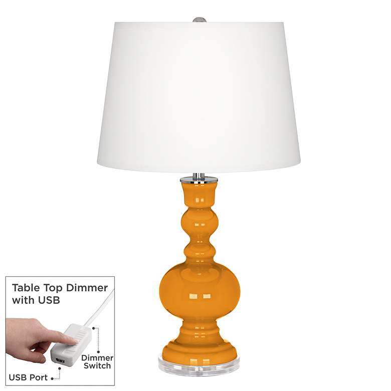 Image 1 Color Plus Apothecary 30" Carnival Orange Table Lamp with USB Dimmer