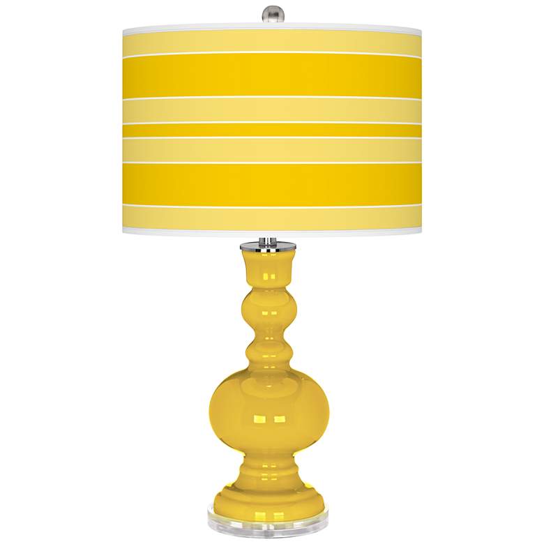 Image 1 Color Plus Apothecary 30" Citrus Yellow Bold Stripe Table Lamp