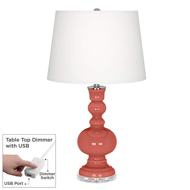 Image 1 Color Plus Apothecary 30" Coral Reef Pink Table Lamp with USB Dimmer
