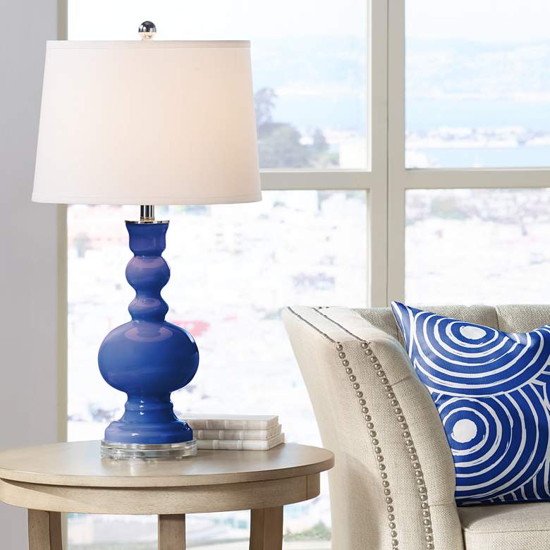Image 1 Color Plus Apothecary 30 inch Dazzling Blue Glass Table Lamp